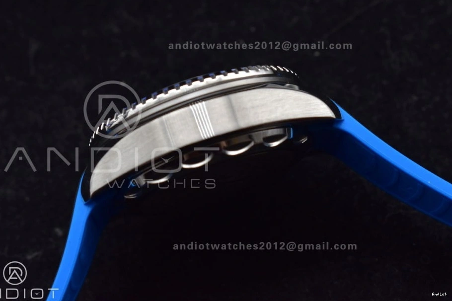 TF 1:1 6000M Dial Seamaster Black Deep Black Strap Ceramic Ultra A2824 Edition Bezel on Blue Rubber SS Best 0302